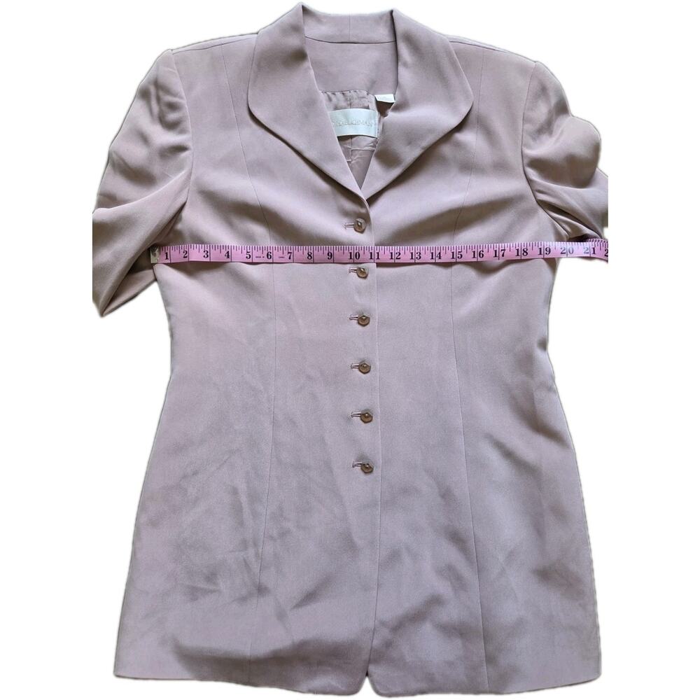 New Vtg Dana Buchman Silk 2 Pc Skirt Suit Set Size 8/ 10 Pink Career Office - Picture 6 of 10